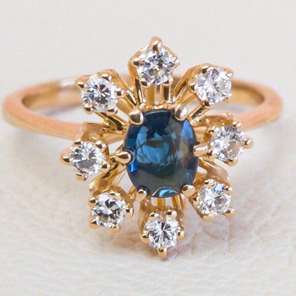 Appraised Jean-Thierry Bondt 18k Sapphire & Diamond Daisy Ring · Size 7.25 - Picture 10 of 14